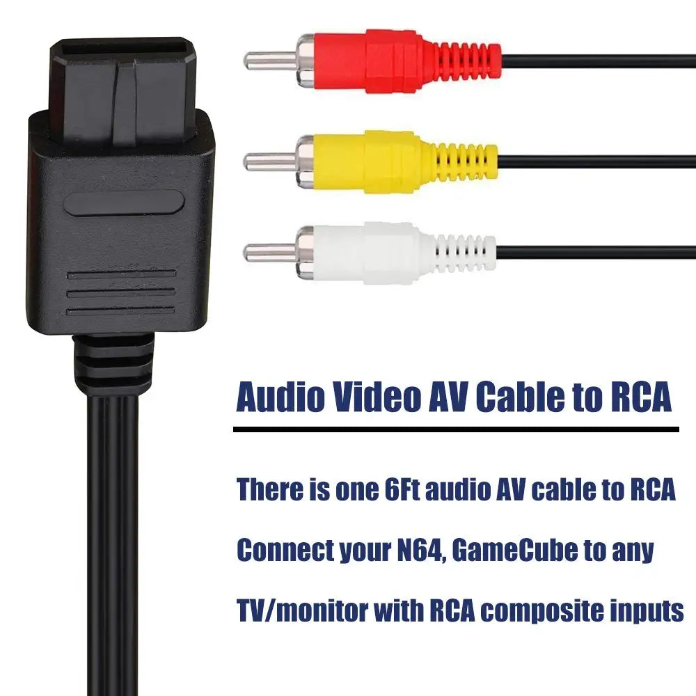 AV Composite Video Cable for N64/GameCube/SNES – 6 Feet