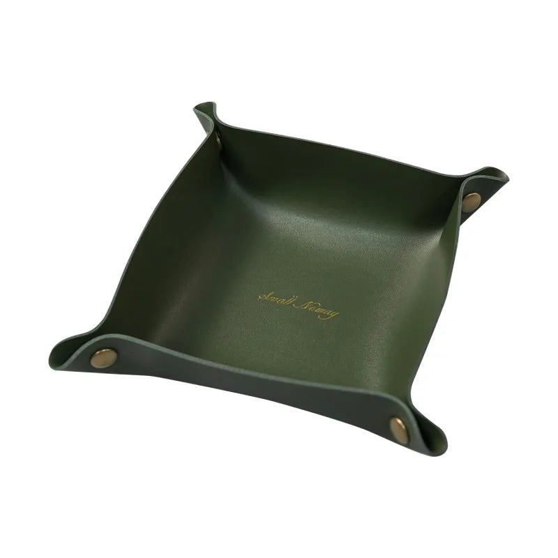 Nordic Leather Folding Storage Tray – Desk & Jewelry Organizer