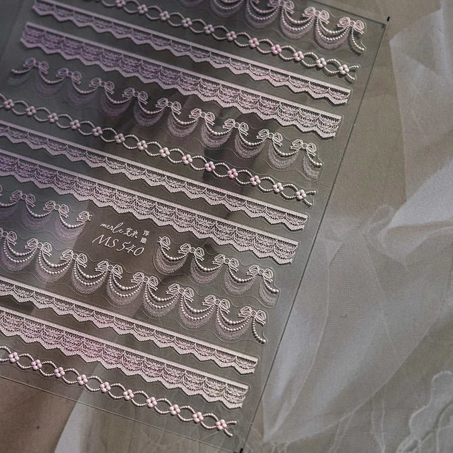 5D Relief Nail Art Stickers – Lace, Bow & Lattice Decals