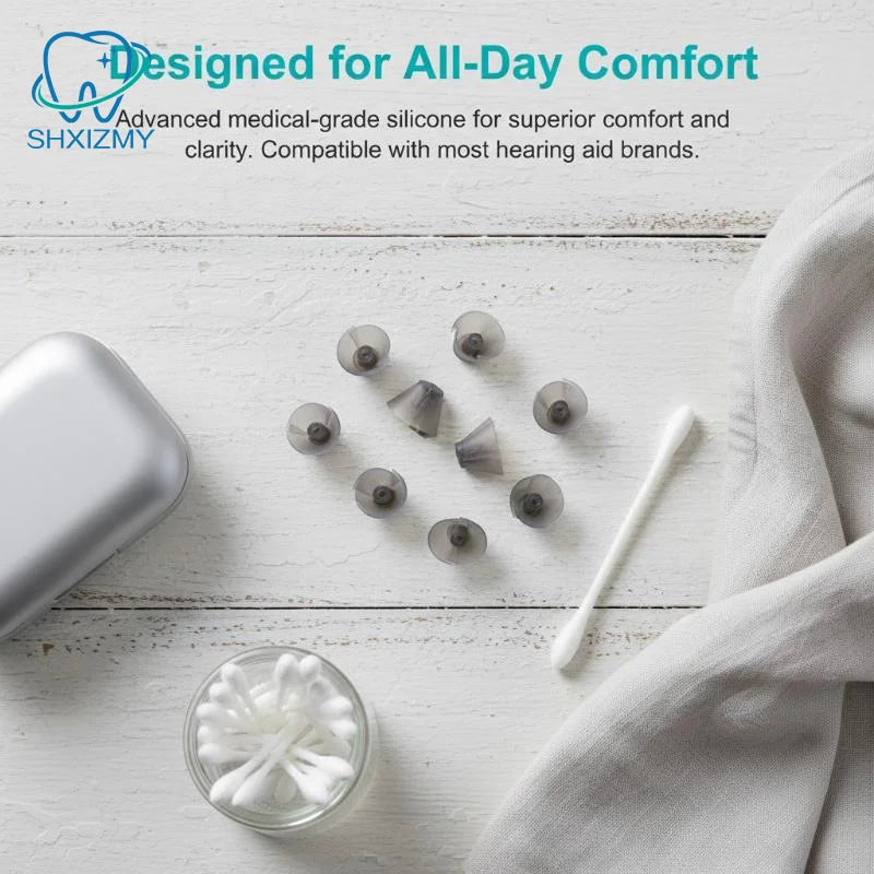 Silicone Hearing Aid Eartips 10-Pack – Washable & Reusable