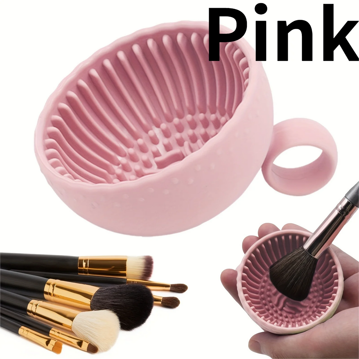 Silicone Makeup Brush Cleaner Bowl & Scrubber Mat