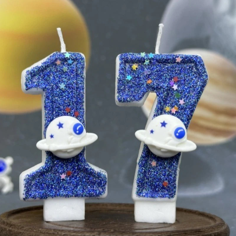 Number Birthday Candles Planet Universe Cake Topper