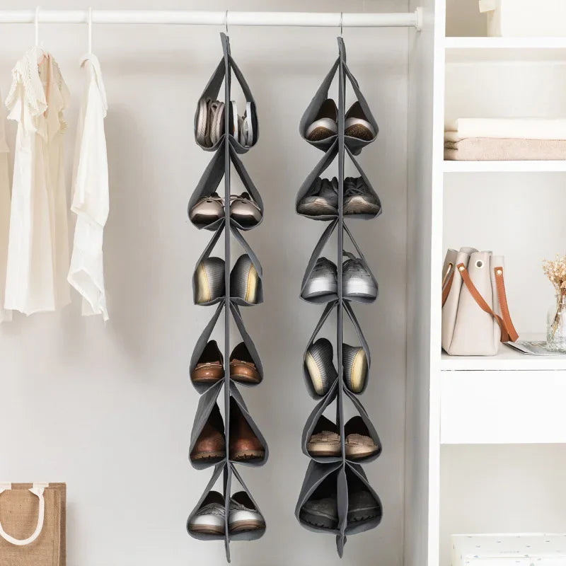 Hanging Shoe Organizer Bag – Multi-Layer Foldable Wardrobe Storage