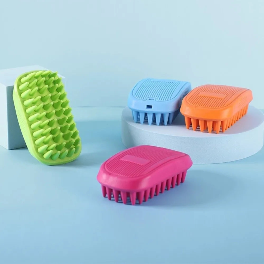 Silicone Pet Bath Brush – Dog & Cat Grooming Hair Removal