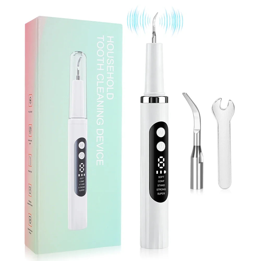 AFDEAL Ultrasonic Dental Cleaner – 5 Modes, LED, 2 Heads