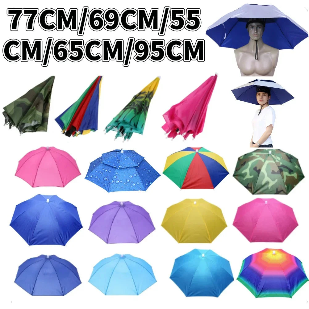 Foldable Umbrella Hat – Hands-Free Sun & Rain Cap for Outdoors