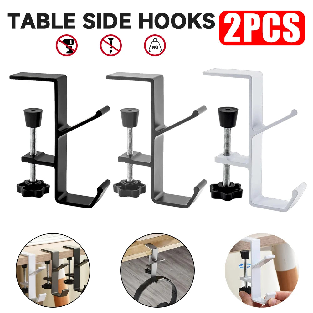 Adjustable Desk Edge Hook – Dual Bag & Headphone Hanger