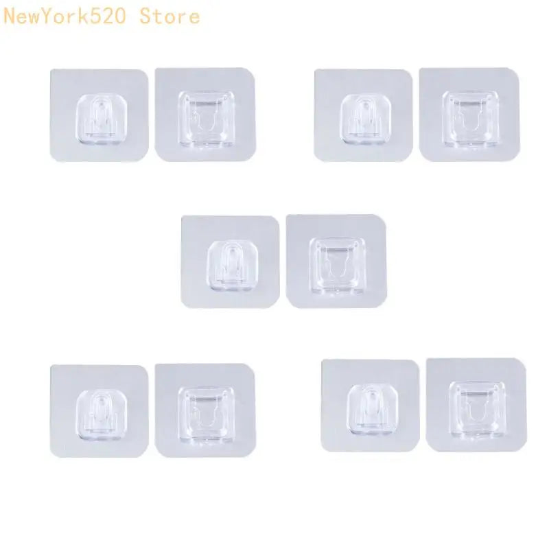 10-Pack Double-Sided Adhesive Wall Hooks – No-Drill