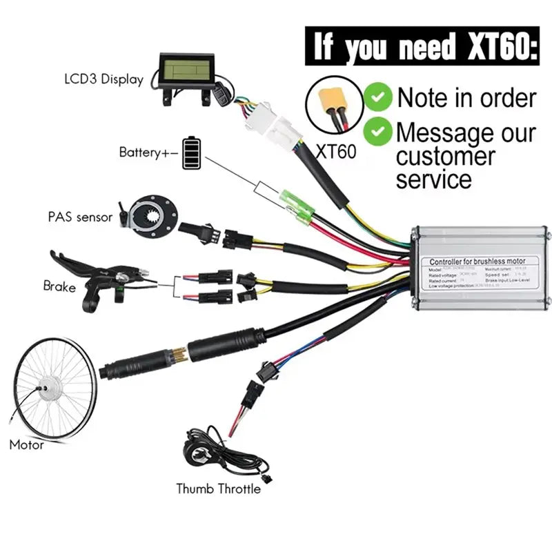 500W 22A KT Brushless Motor Controller + KT-LCD3 Display Kit
