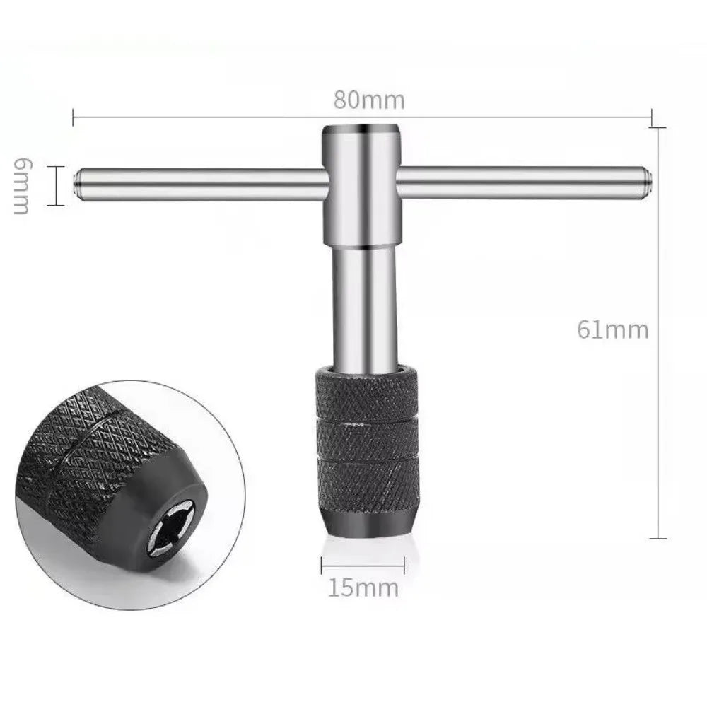 T-Handle Ratchet Tap Wrench Set M3–M8 Thread Tap Drill Kit