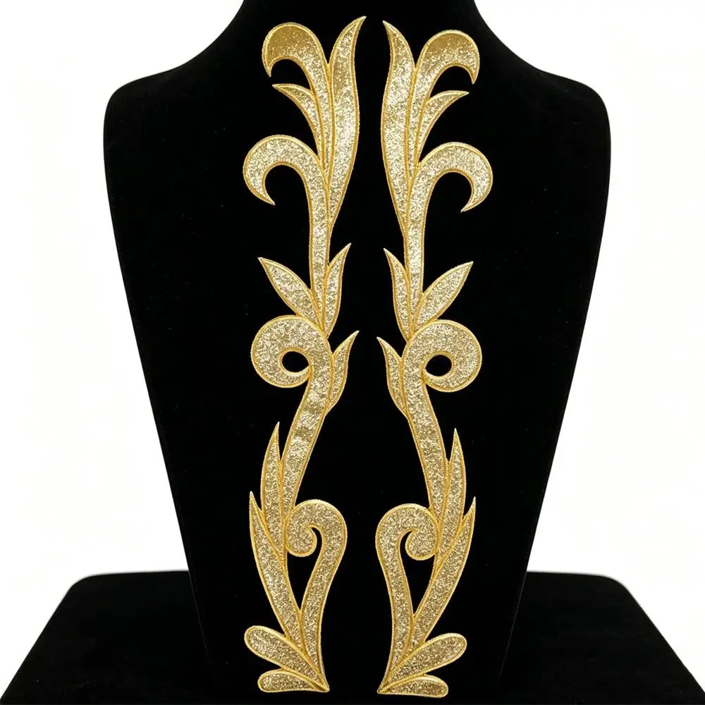 Gold Silver Sequin Baroque Embroidery Applique Patches – 2 Pcs