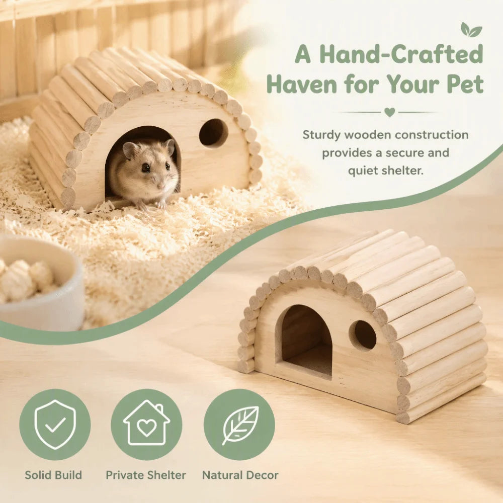 Arch Shape Hamster Wooden House – Handcrafted Small Pet Hideaway