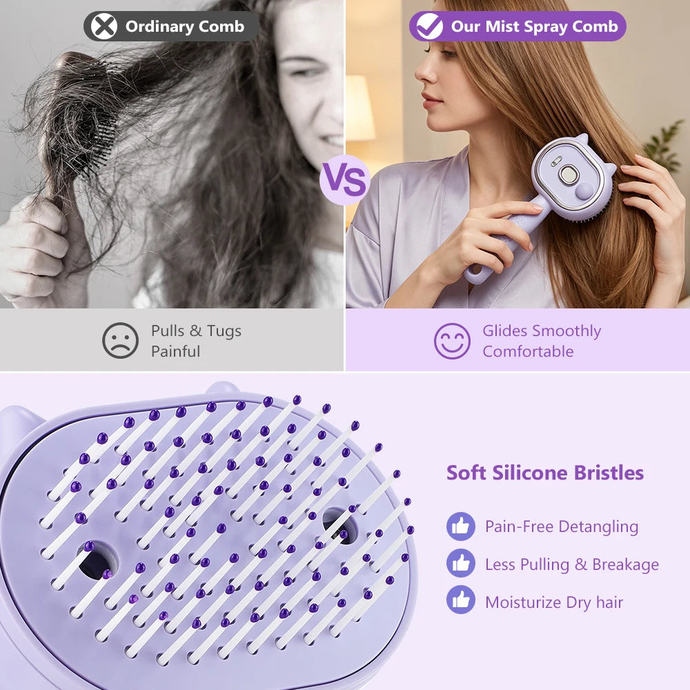 3-in-1 Red Light Mist Spray Comb – Electric Scalp Massager