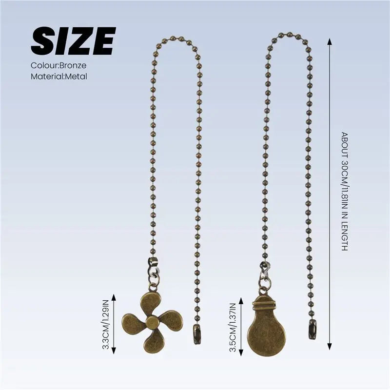 4-Pack Ceiling Fan Pull Chain Set – Bulb & Fan Pendant 12"