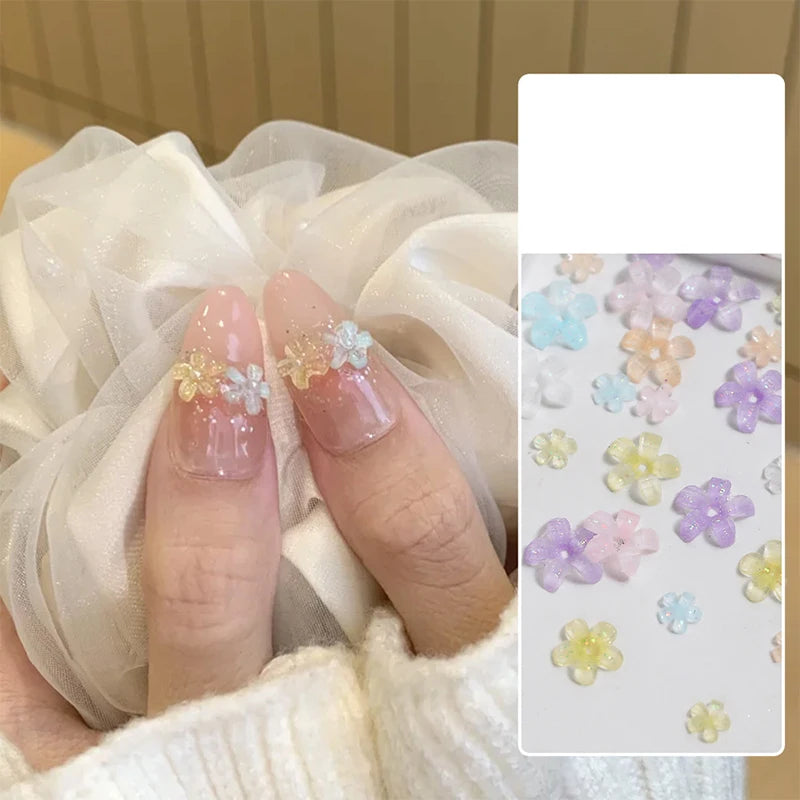 50Pcs 3D Flower Nail Art Charms Macaron Resin DIY Manicure