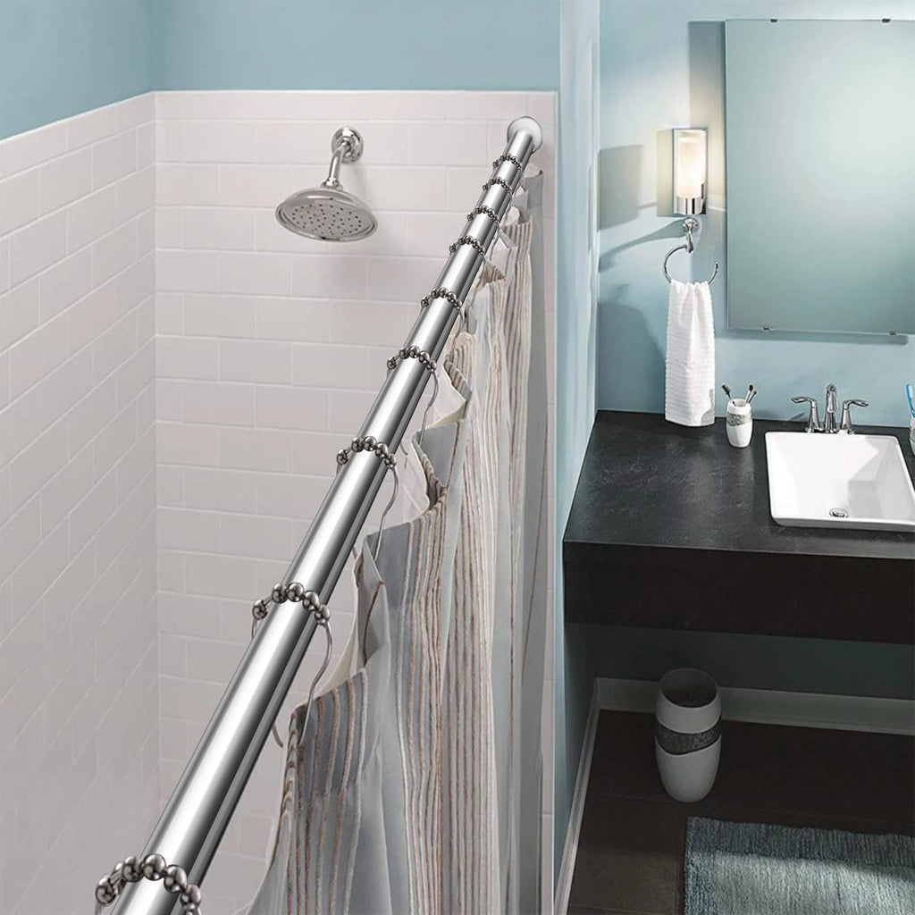 No-Drill Tension Shower Curtain Rod Adjustable 50–260cm | VIBE