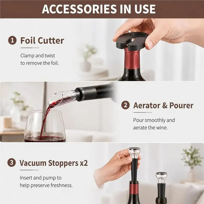Electric Wine Opener Set – Rechargeable Automatic Corkscrew
