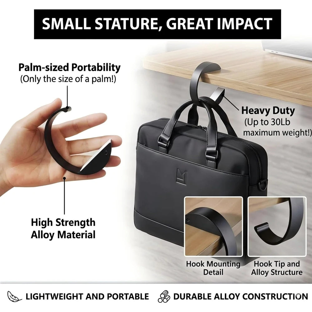 C-Shape Desk Hook – Punch-Free Bag & Headset Hanger
