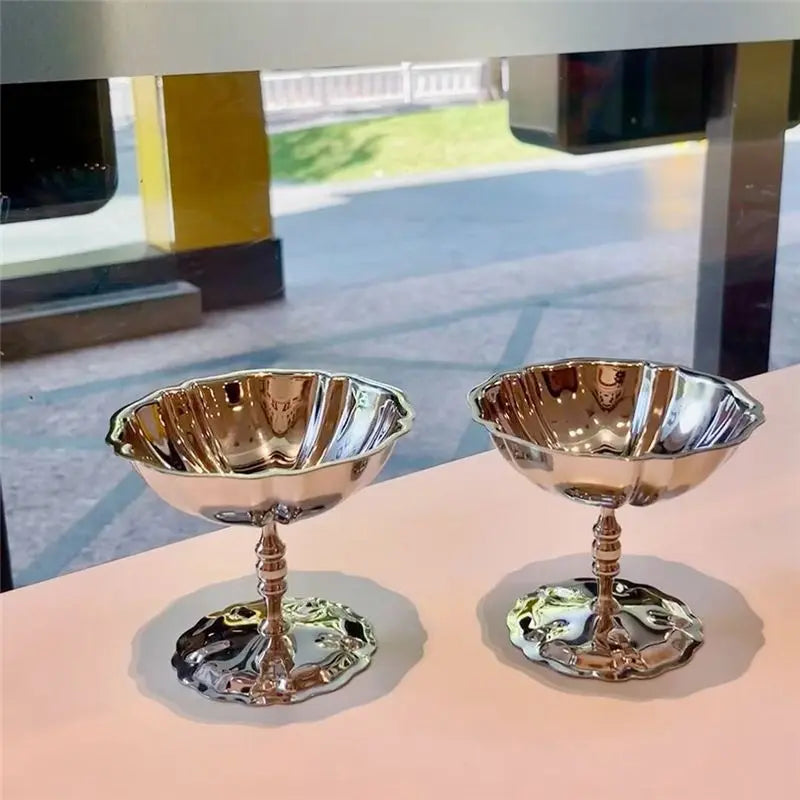 Stainless Steel Retro Footed Dessert Cup – Wedding Centerpiece