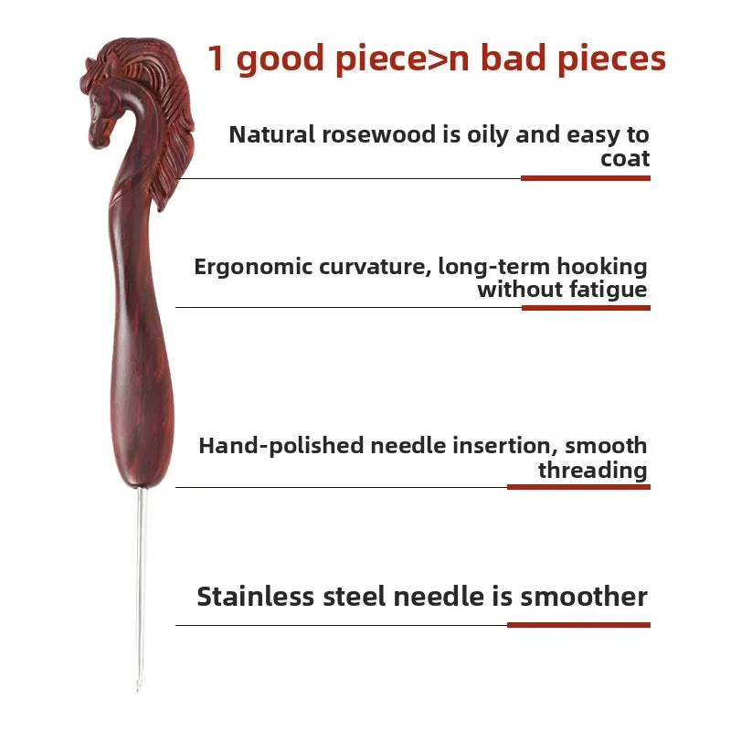 Red Sandalwood Crochet Hook – Wooden Handle Fine Knitting Tool