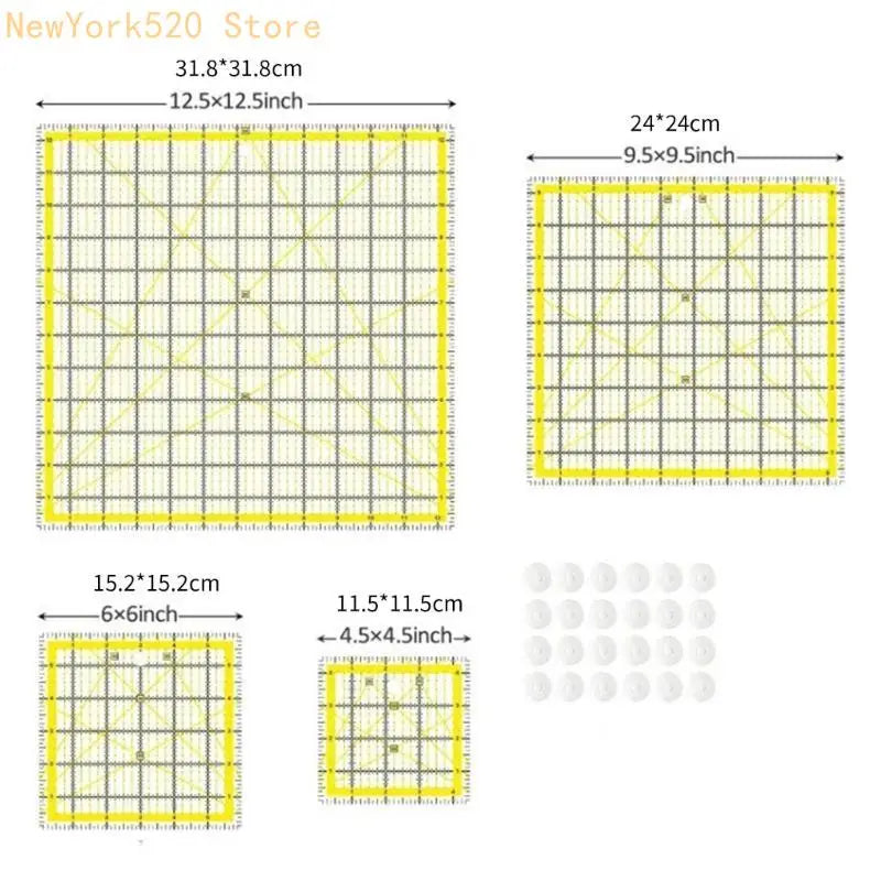4-Piece Clear Acrylic Quilting Ruler Set – Patchwork Templates