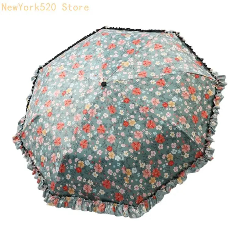 Floral Print Folding Umbrella with Clasp – Women's Travel