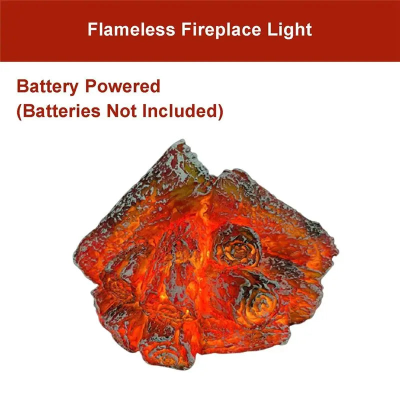 LED Flameless Fireplace Light – Realistic Log Flame Decor