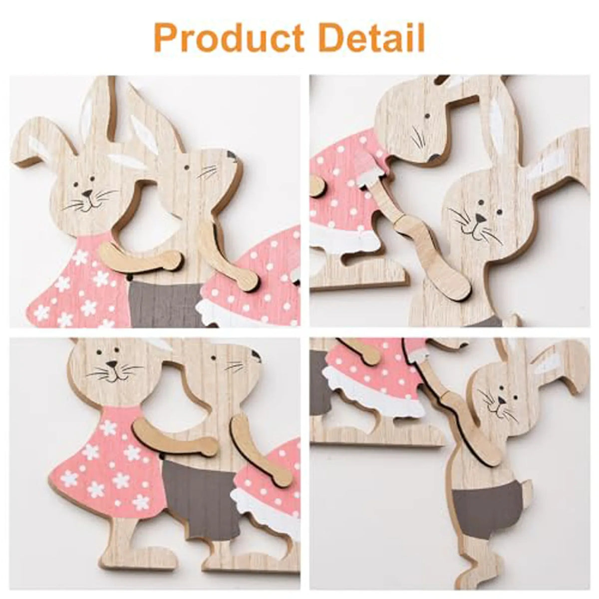 Easter Wooden Rabbit Seesaw Ornament – Painted Bunny Décor