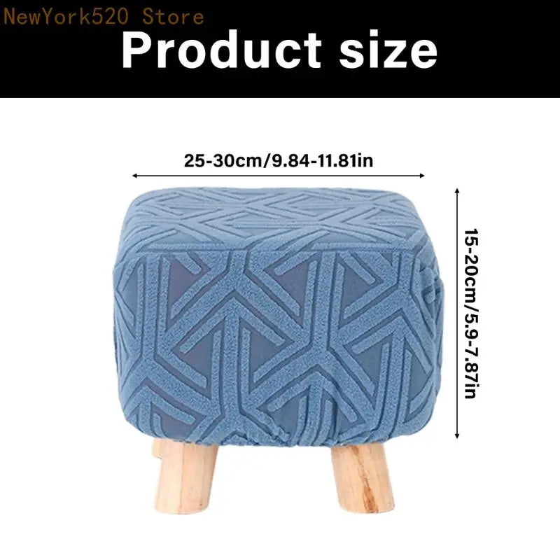 Square Footstool Slipcover – Soft Polyester, Elastic & Washable