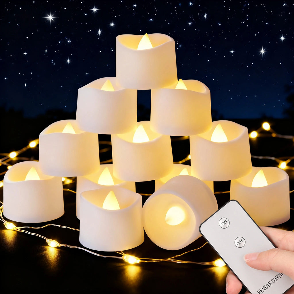 LED Flameless Tea Lights with Remote – Flickering Battery Candles
