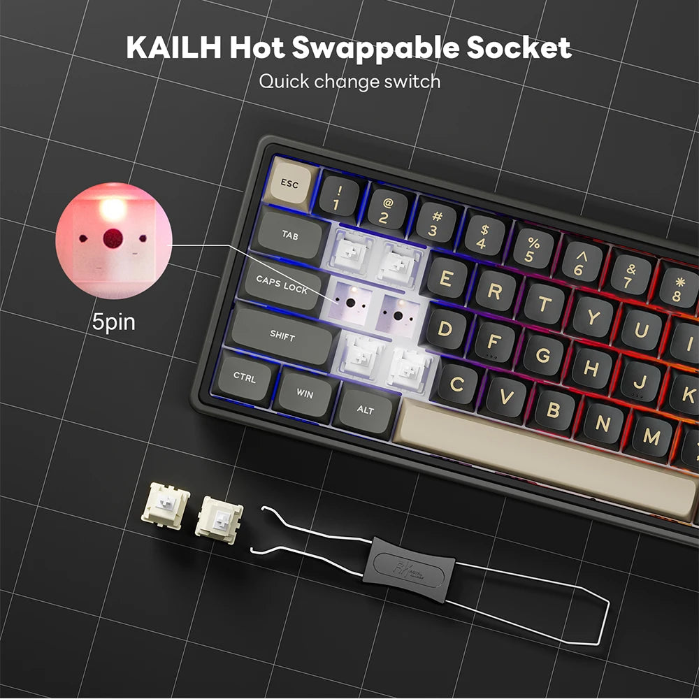 RK R65 65% Gasket Mechanical Keyboard – RGB Hot-Swap PBT