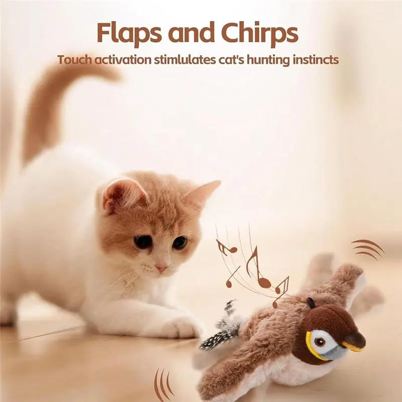 Interactive Chirping Bird Cat Toy – Electric Flapping Wings