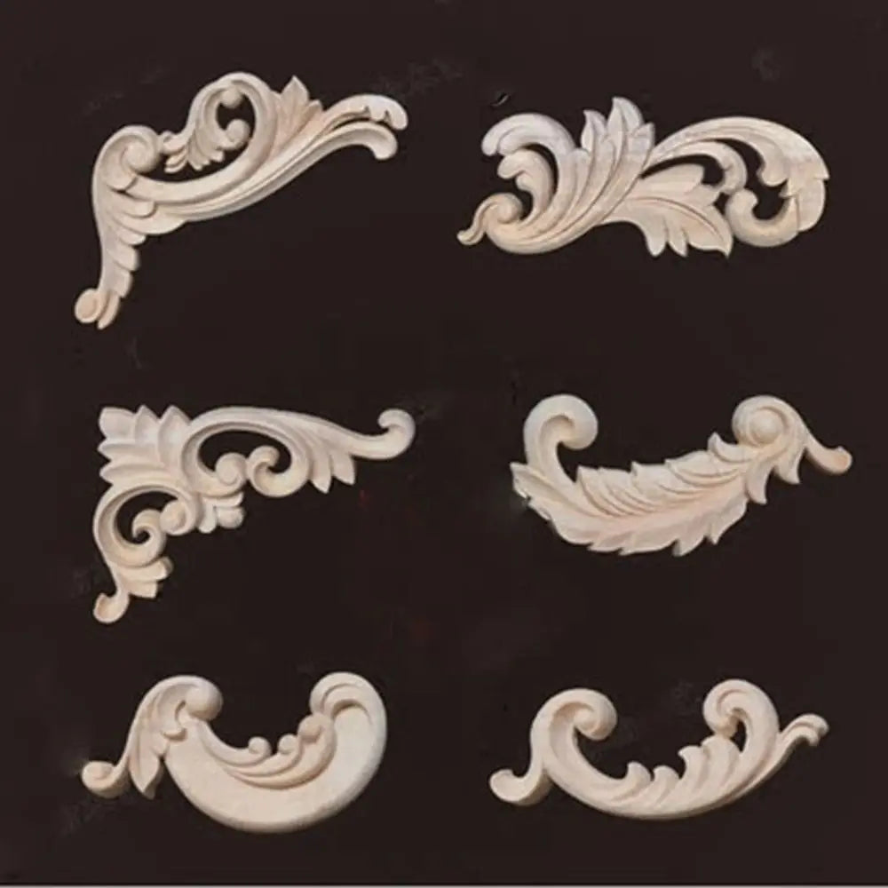 Floral Wood Carved Corner Appliqués – Wall & Door Decoration