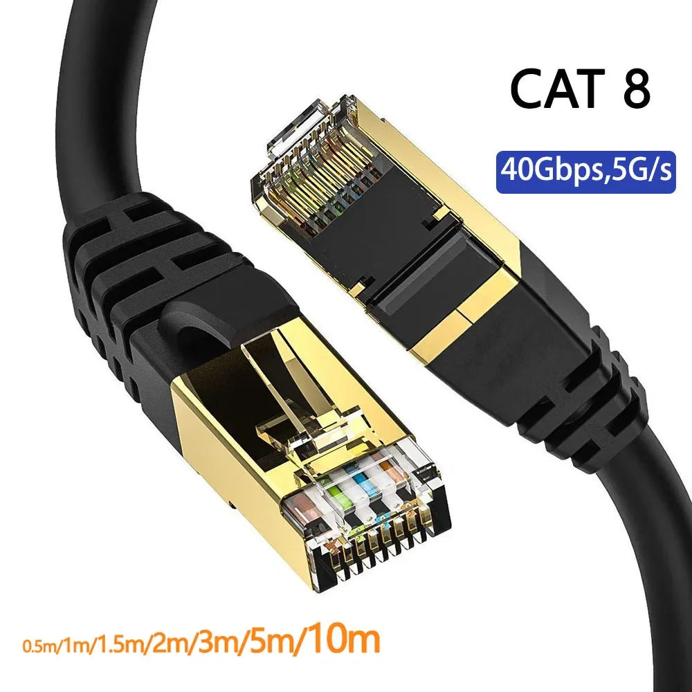 Cat 8 Ethernet Cable 40Gbps 2000MHz RJ45 LAN Patch Cord