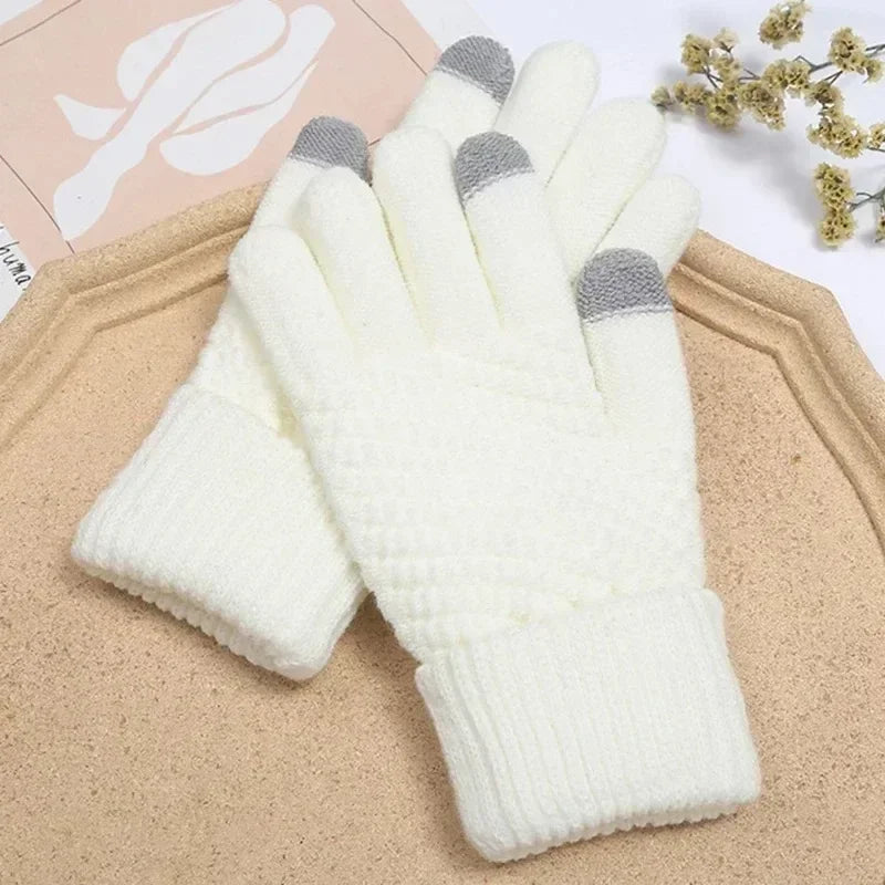 Women's Cashmere Knit Touch Screen Winter Gloves – Warm & Chic