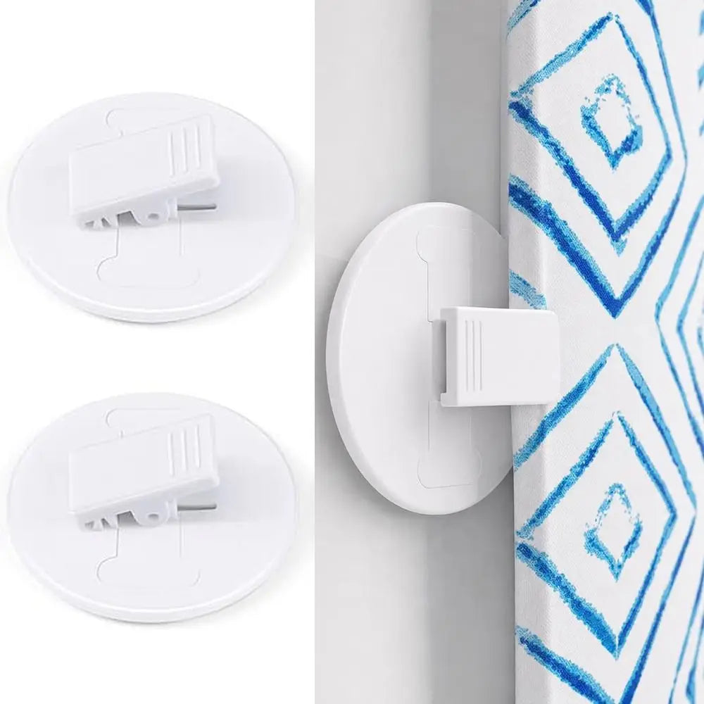 Self-Adhesive Shower Curtain Clips – Waterproof Non-Slip 2-Pack