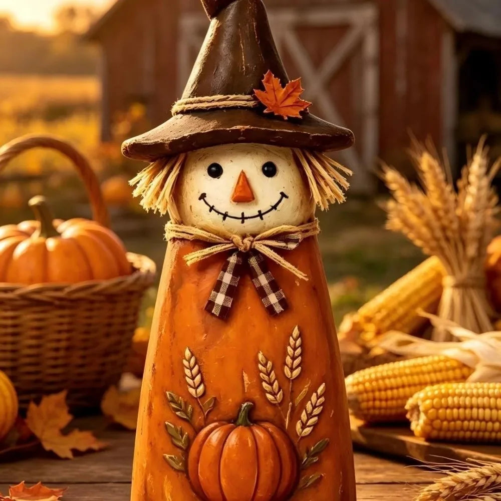 Wooden Scarecrow & Witch Tabletop Halloween Decor Set