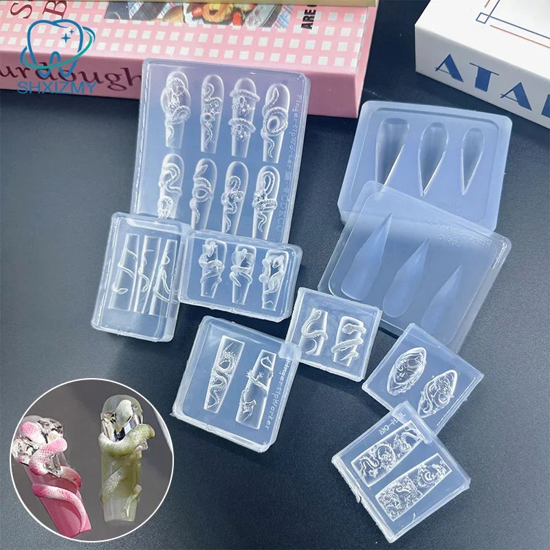 Cartoon Snake Silicone Nail Mold – 3D DIY Manicure Tool