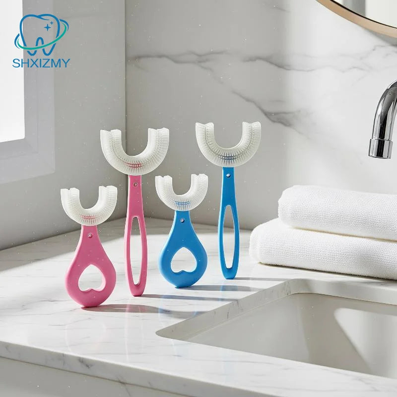 Kids U-Shaped Silicone Toothbrush – Ages 2–12, BPA-Free