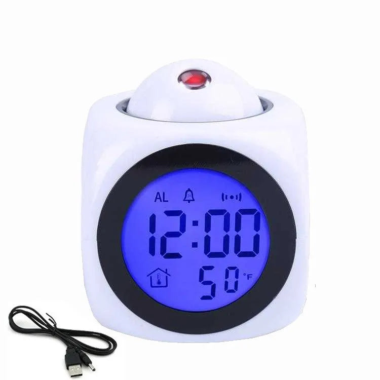 Projection Alarm Clock – Ceiling Display, Voice & Temperature