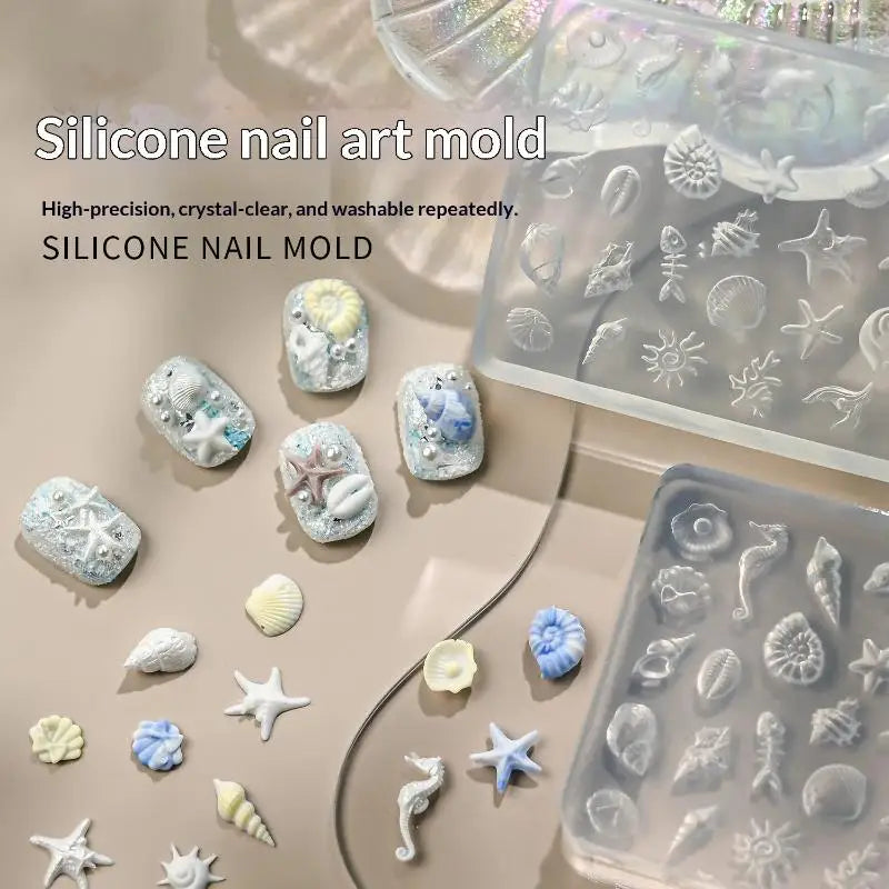 3D Silicone Nail Art Mold – Bow, Rose & Crystal DIY