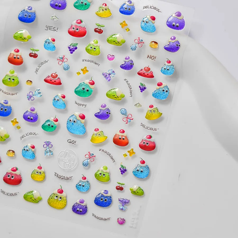 Summer Jelly Nail Stickers – Fruit, Bow & Flower Decals