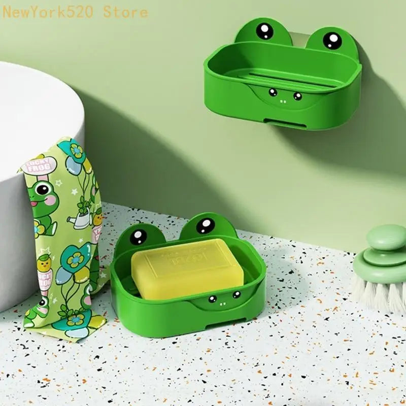 Frog Wall Mount Soap Dish Draining Tray 2-Pack | PP Plastic