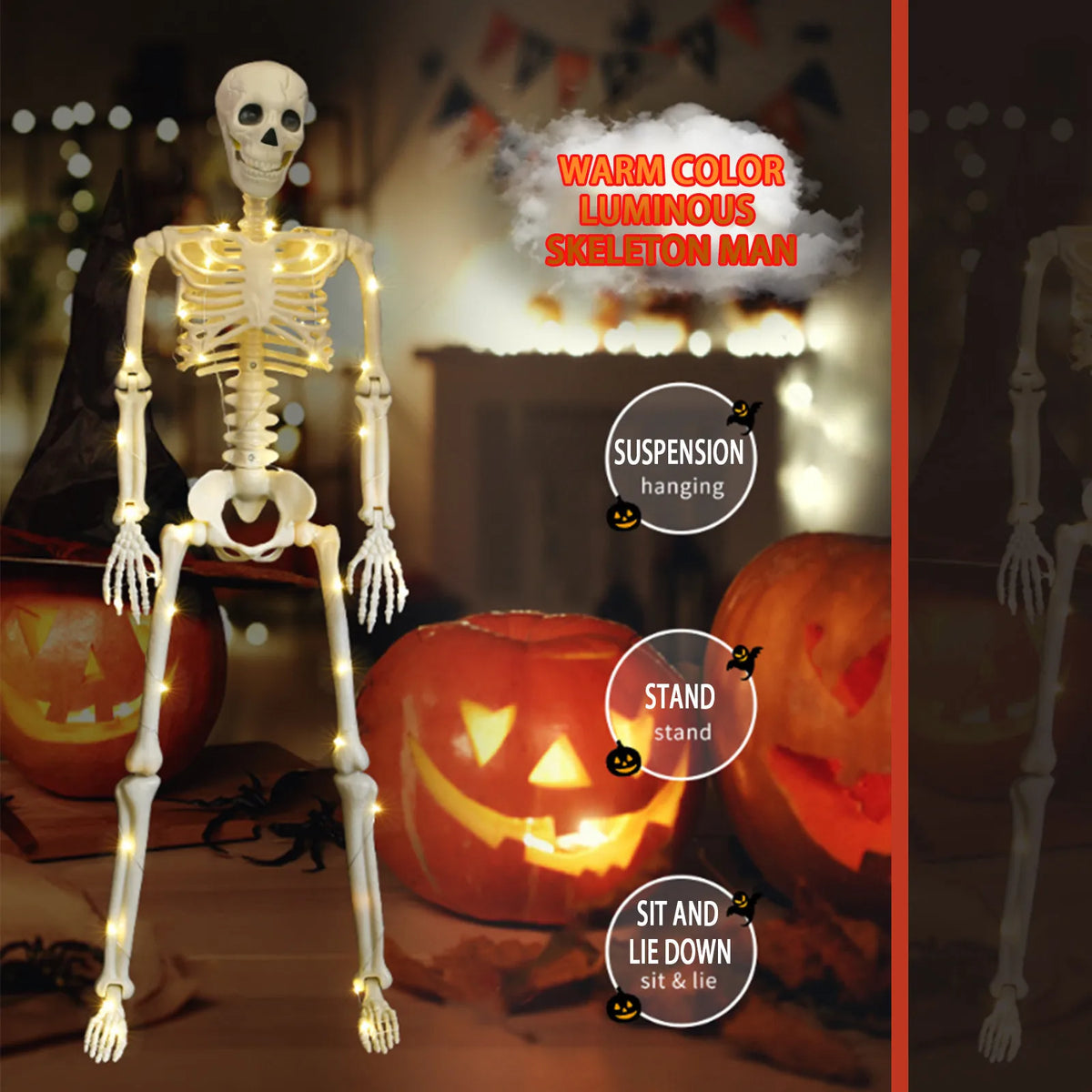 Skeleton LED Lighting Kit – Glowing Halloween Skull Decor