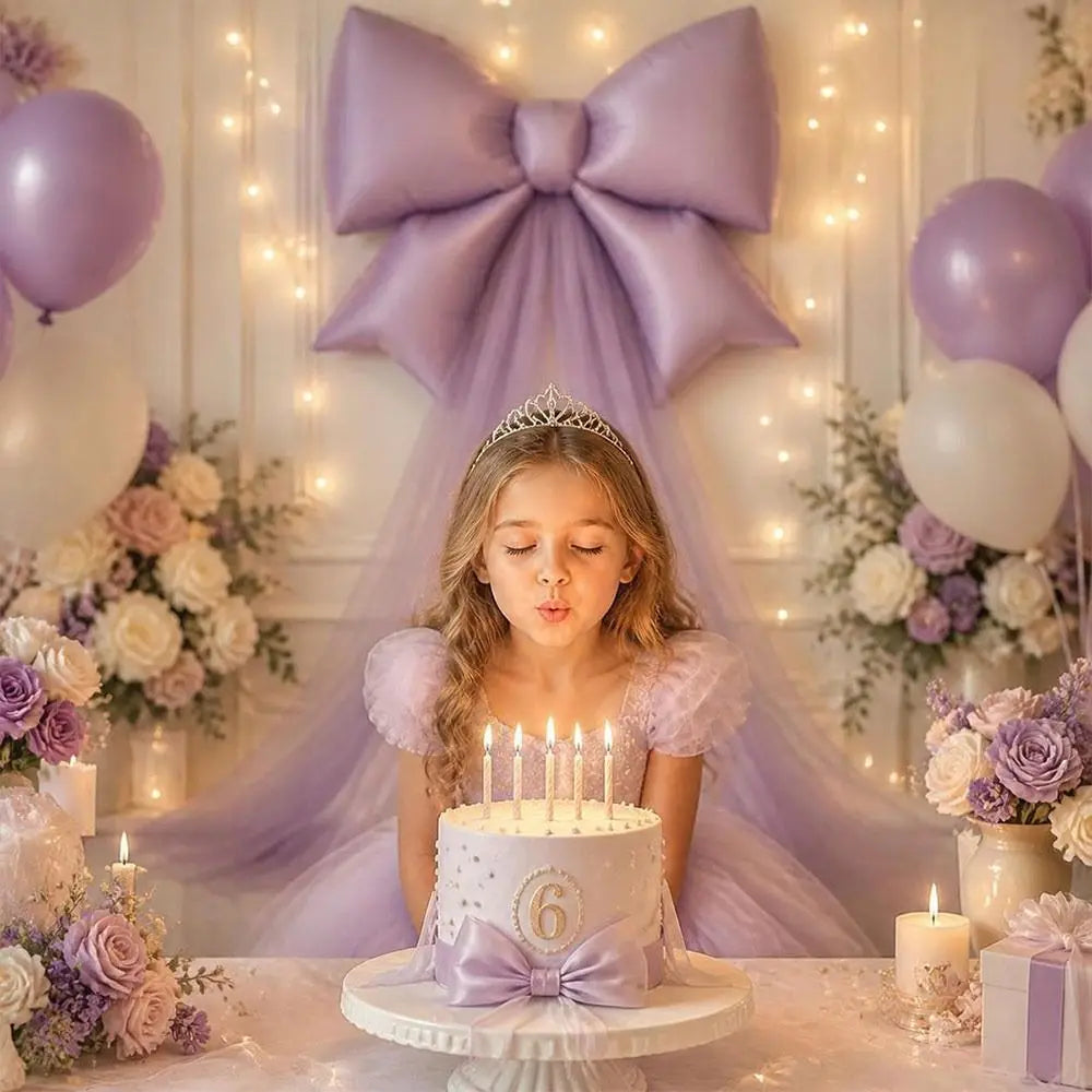 DIY Bow Balloon Set – 32" Foil Number Balloons & Pink Mesh