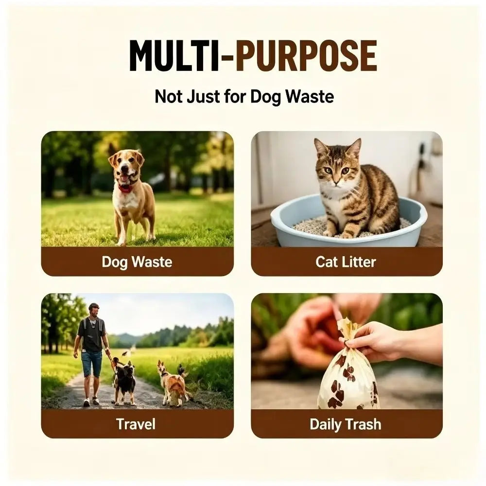 8 Rolls Biodegradable Dog Waste Bags – Leakproof & Scented