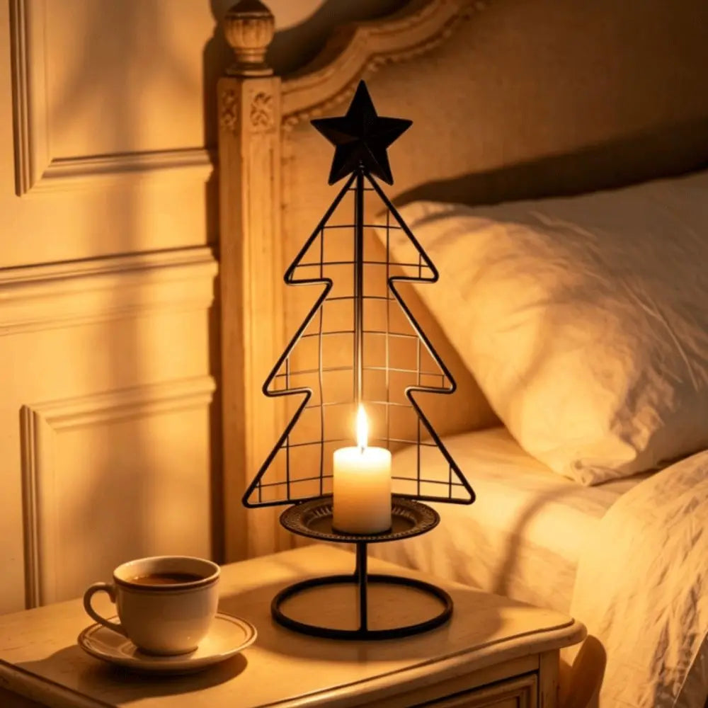 Christmas Iron Candle Holder – Festive Tabletop Ornament 33cm