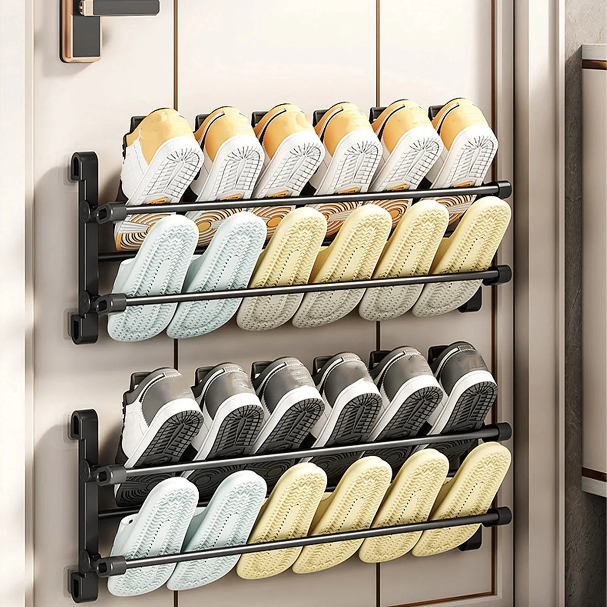 Foldable Wall-Mounted Shoe Rack – Double-Layer Space Saver