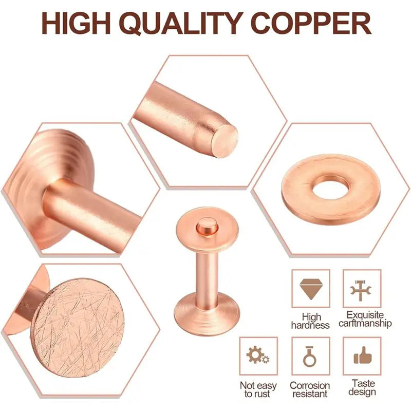 100-Set Copper Rivet Kit with Hole Punch & Setter | Leather Crafts