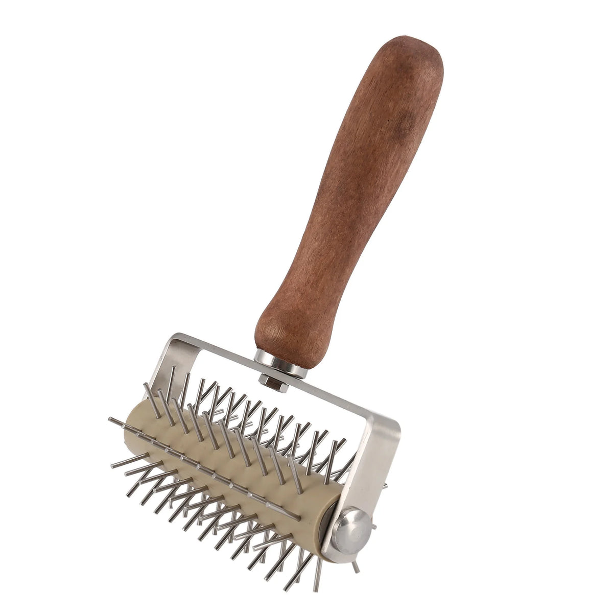 Stainless Steel Dough Roller Needle Puncher – Wooden Handle
